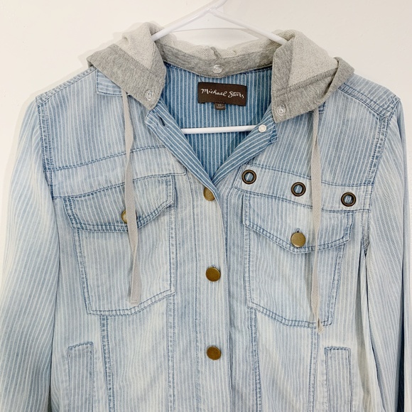Michael Stars linen denim shirt jacket - Picture 3 of 8